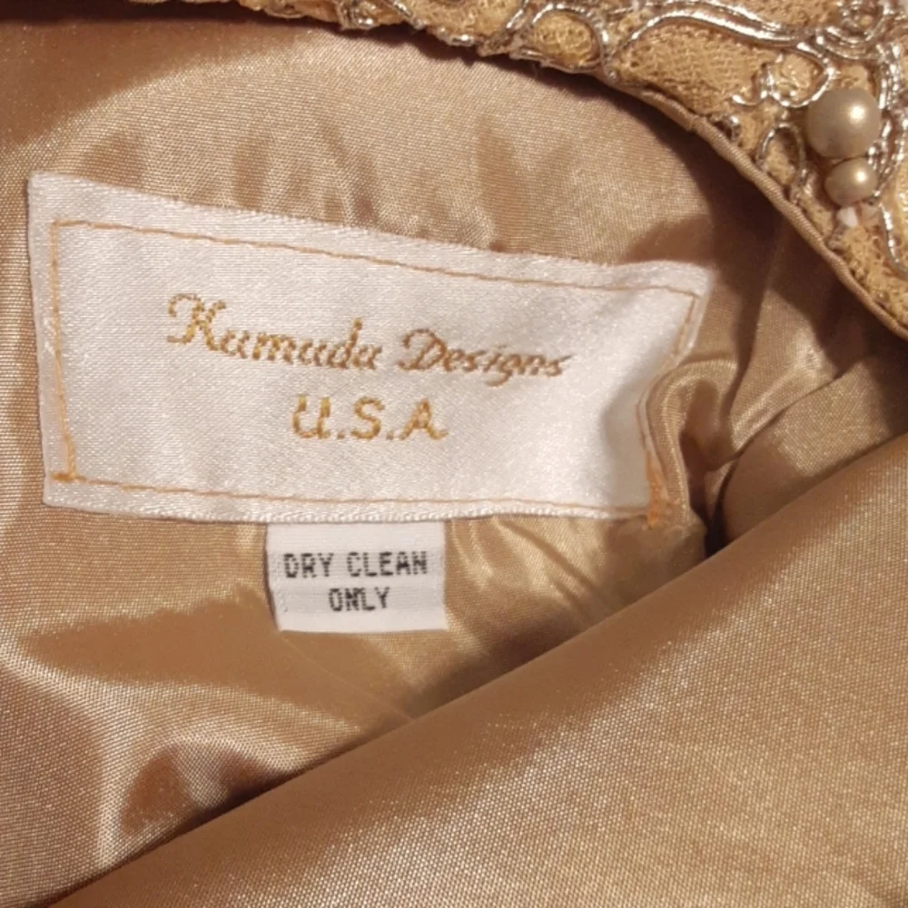 Flower Girl Dress, Handmade Custom Made, Navy Gold Pearl & Sequin Embellishments - Picture 12 of 15